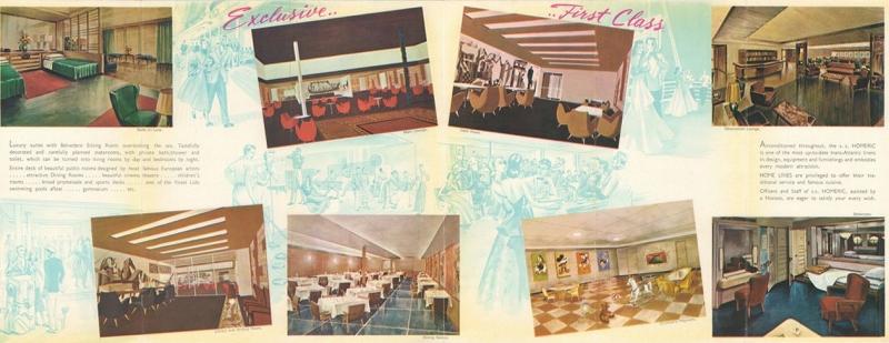 Le cabine, il bar e le zone comuni di prima classe