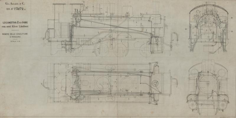 Locomotiva R.95 - 401 con assi Klien Lindner - Insieme delle condutture e manovre