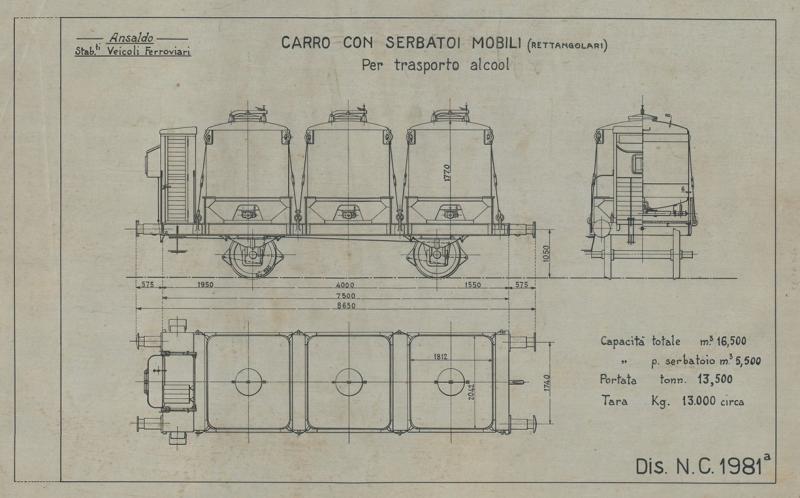 Carro con serbatoi mobili per trasporto alcool