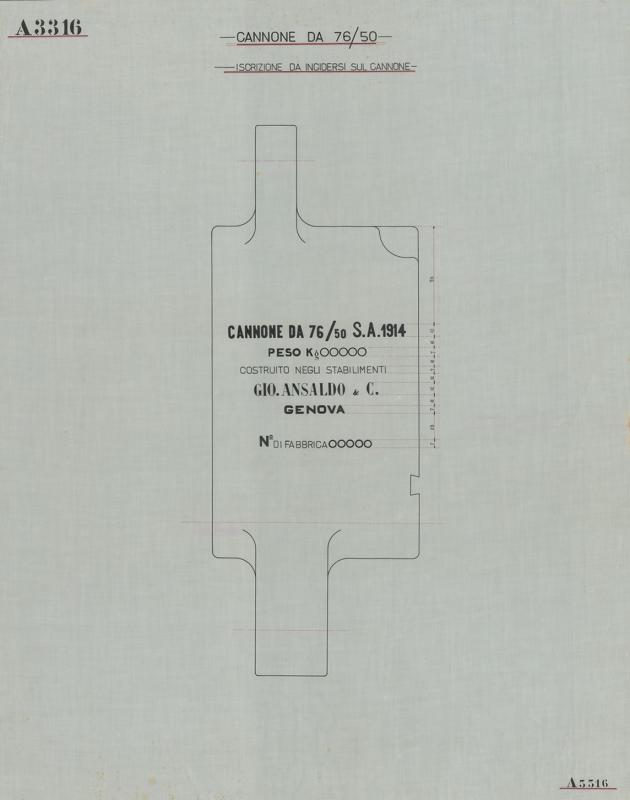Cannone da 76/50 - Iscrizione
