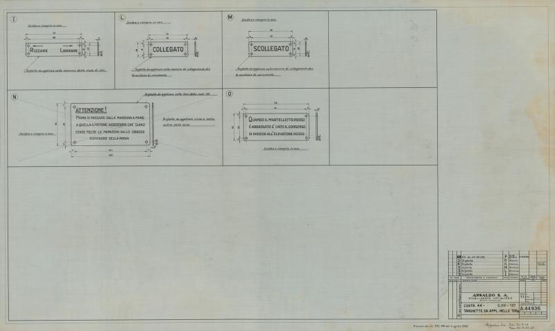 Costruzione 44 - Targhette da applicare nelle torri