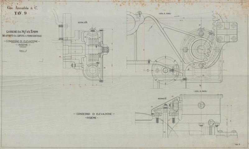 Cannone da 76/45 S 1911 - conegno di elevazione