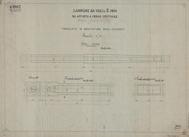 Costruzione 102/35 S.1914 - tracciato di sbozzatura