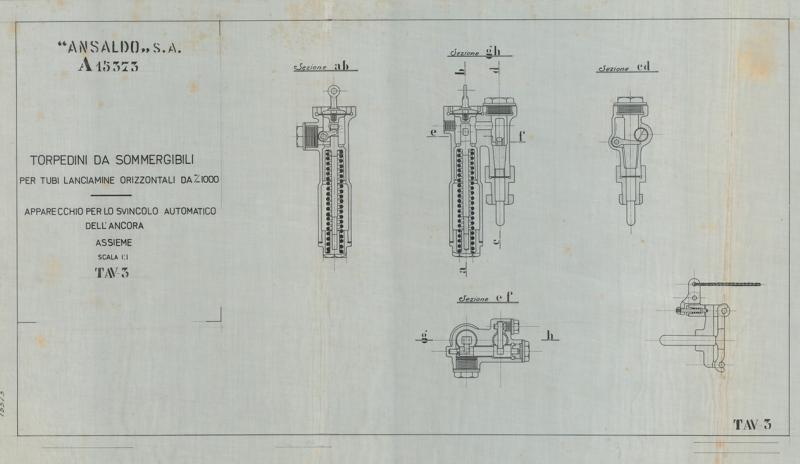 Torpedini per sommergibili - Insieme dell'apparecchio per lo svincolo dell'ancora