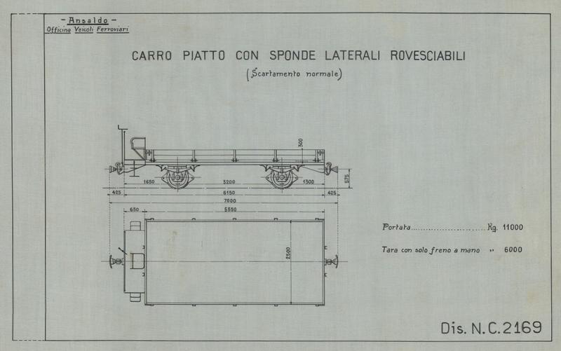 Carro piatto con sponde laterali rovesciabili