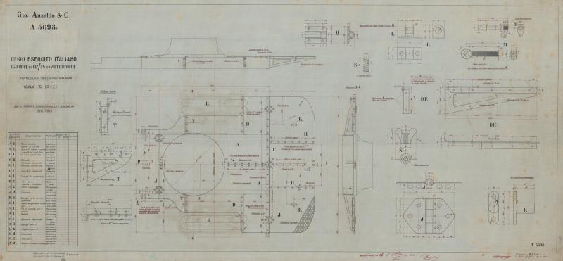 Cannone da 102/35 su automobile - Particolari della piattaforma