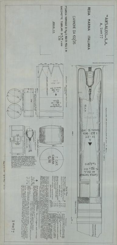 Prima carica normale per cannone da 102/35