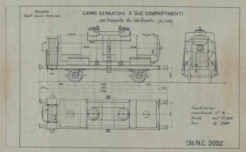 Carro serbatoio a due compartimenti per trasporto olio lubrificante