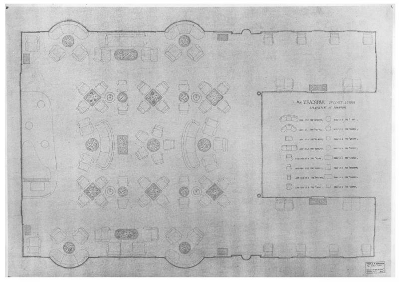 Ericsson - Disegno tecnico della sala comune di prima classe