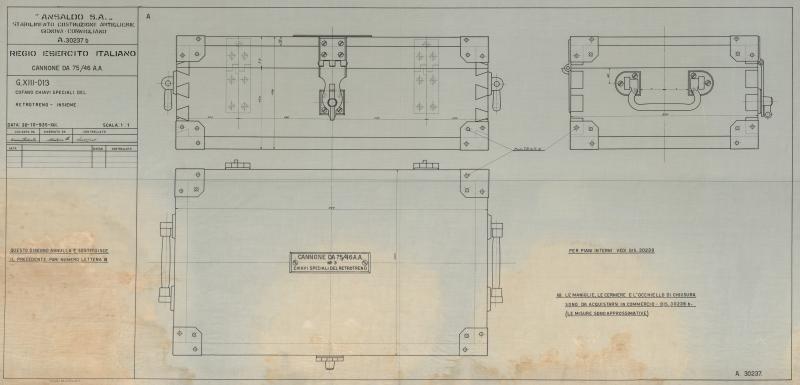 Cofano chiavi speciali del retrotreno - Cannone da 76/45 A.A.