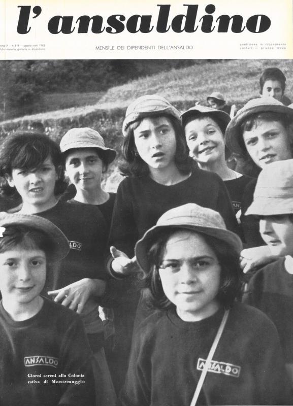 Copertina: Colonia a Montemaggio, L' Ansaldino, n. 8-9, anno X, 1963