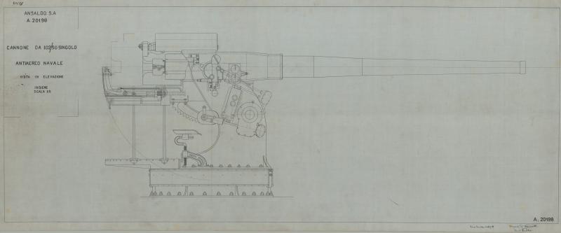 Cannone da 102/50 -  Vista in elevazione 