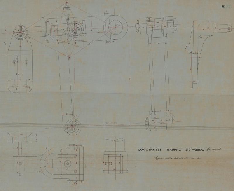 Locomotiva Alessandro Volta - Sopporto e pendini dell&#039;asta del cassettone