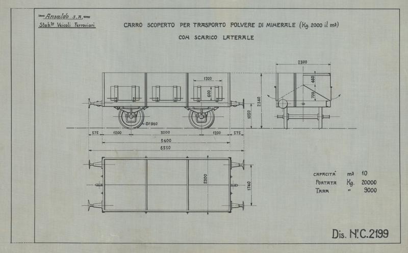 Carro coperto per trasporto polvere minerale