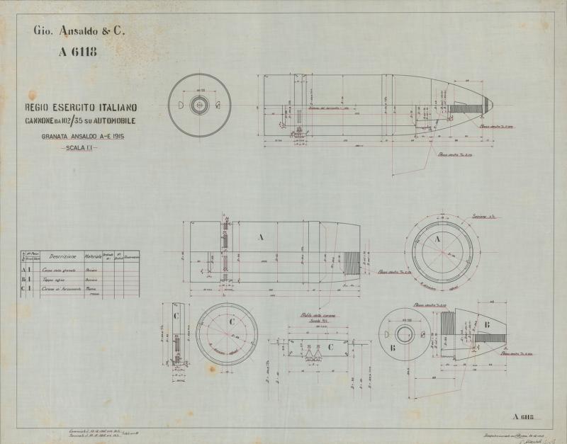 Cannone da 102/35 su automobile - Granata Ansaldo A-E 1915