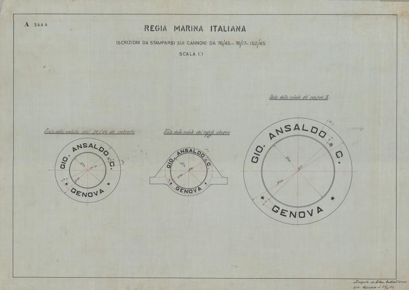 Costruzione 76/45 - Iscrizioni da stampare su cannoni
