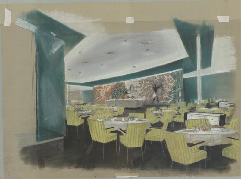 Ausonia - Prospettiva di studio della sala da pranzo di prima classe