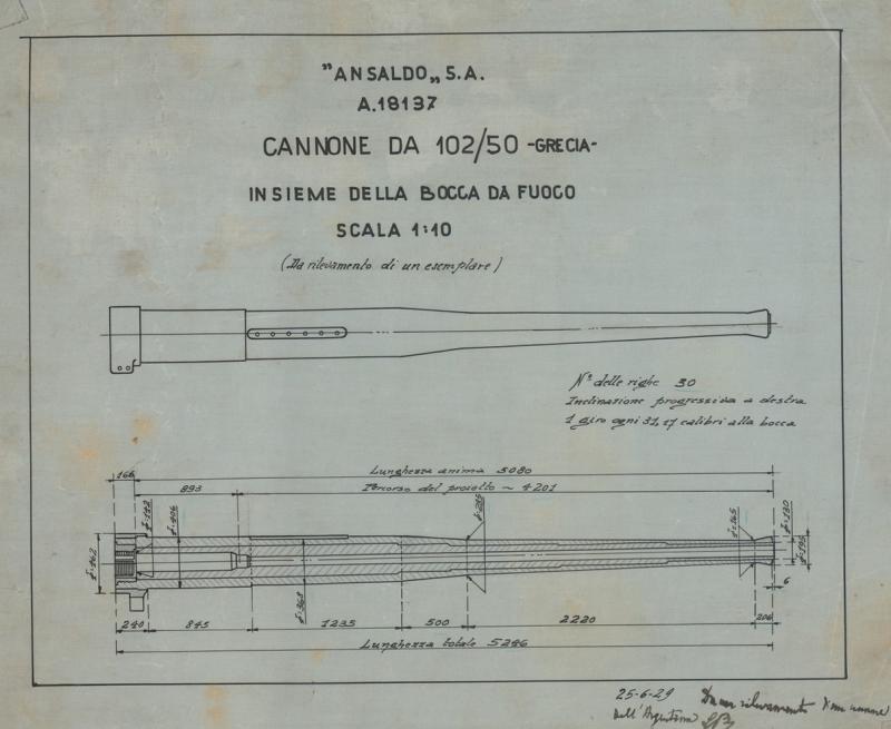 Cannone da 102/50 -  insieme della bocca da fuoco