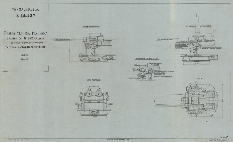 Cannone da 102/42 - Cannone su affusto binato