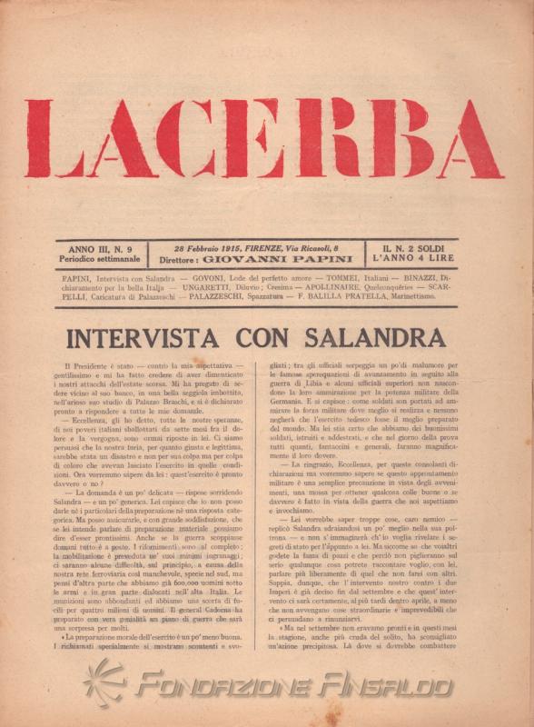 Lacerba, n. 9, 1915