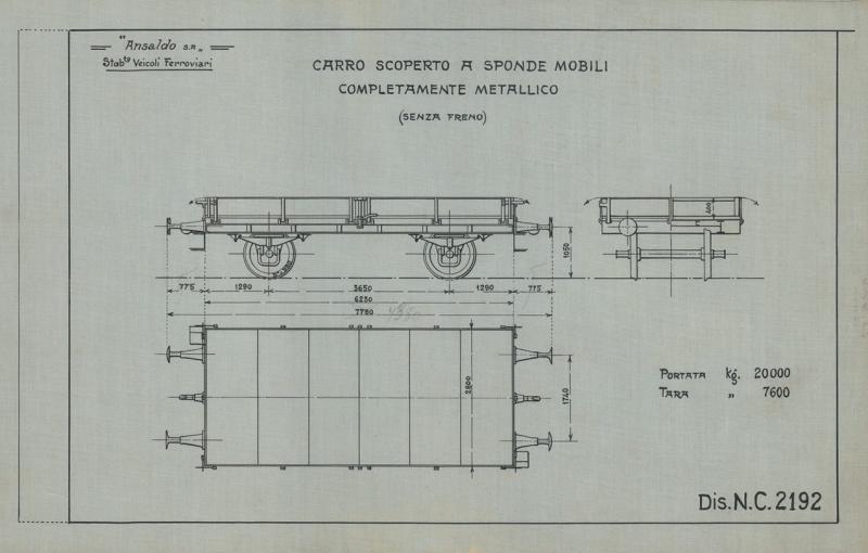 Carro coperto a sponde mobili