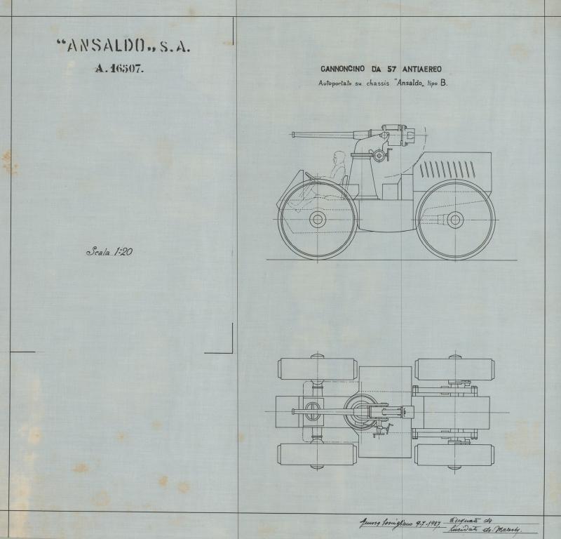 Châssis "Ansaldo" tipo B - trasporto cannoncino da 57 antiaereo