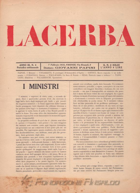 Lacerba, n. 6, 1915