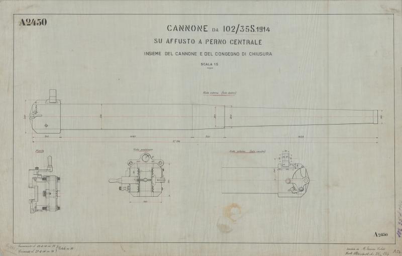 Costruzione 102/35 S.1914 - cannone e congegno di chiusura