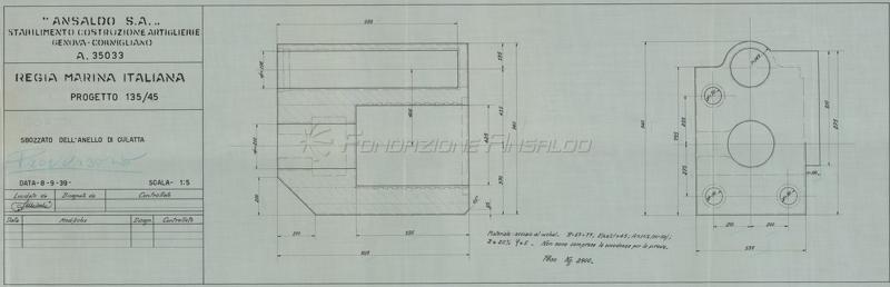 Progetto 135/45 - sbozzato anello di culatta