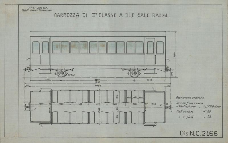 Carrozza di seconda classe a due sale radiali