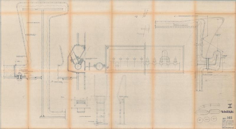 Eugenio Costa - Ponte del lido - Piscina di prima classe - Profili della piscina, giochi d'acqua e scalette