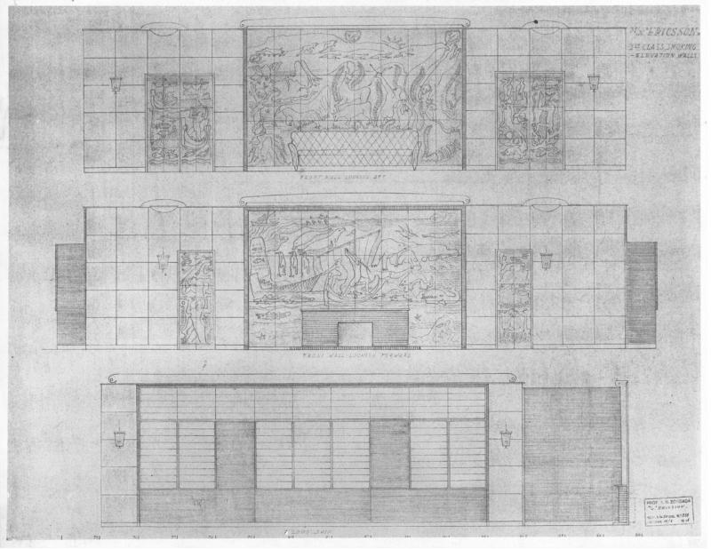 Ericsson - Disegno tecnico dei decori murali della sala fumatori di seconda classe