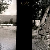 Chiavari. Entella. Alberi, ponte di legno e lavandaie (originale)